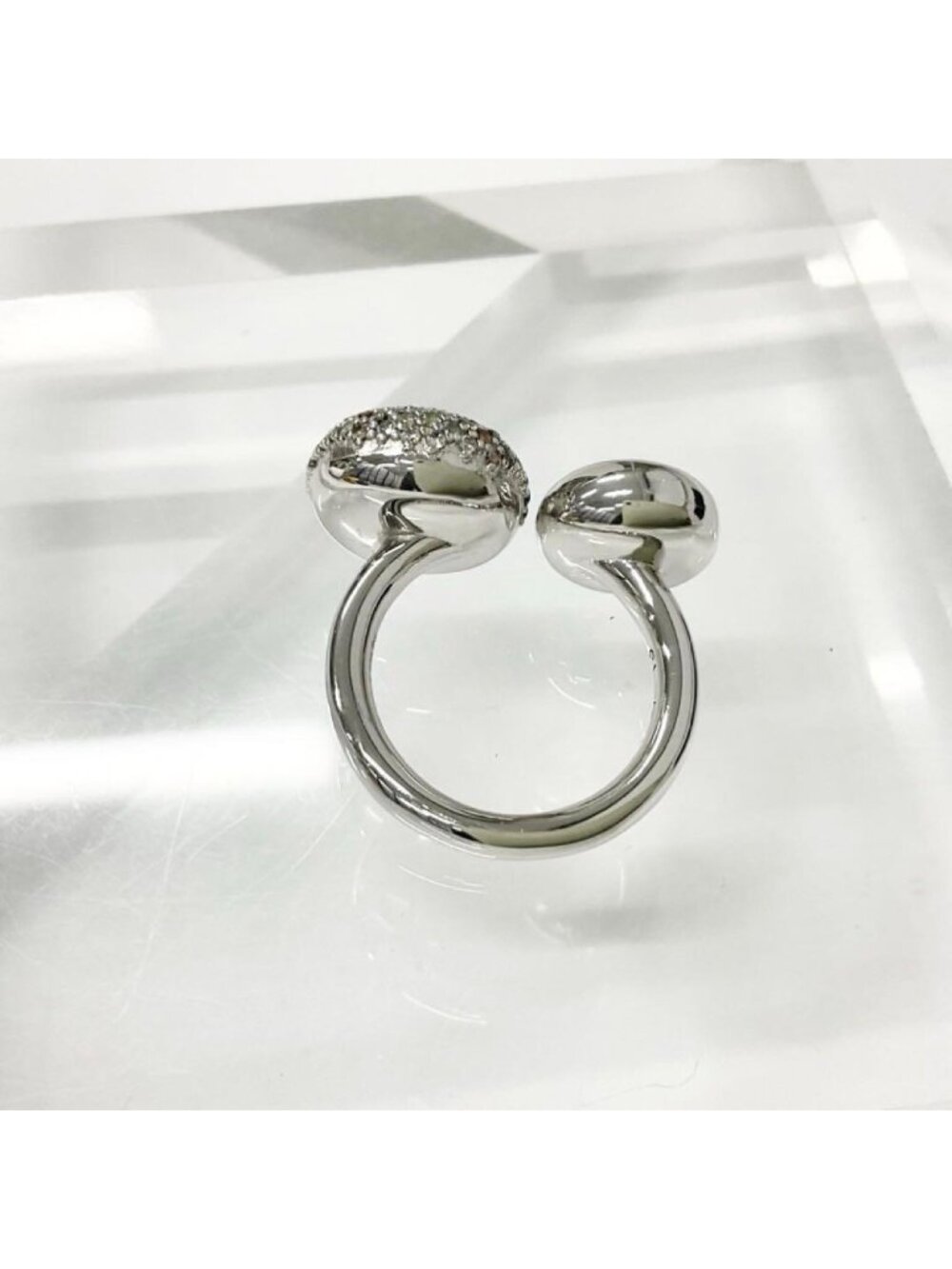 Loewe Anagram Ring Rhinestone Silver - Picture 4 of 7